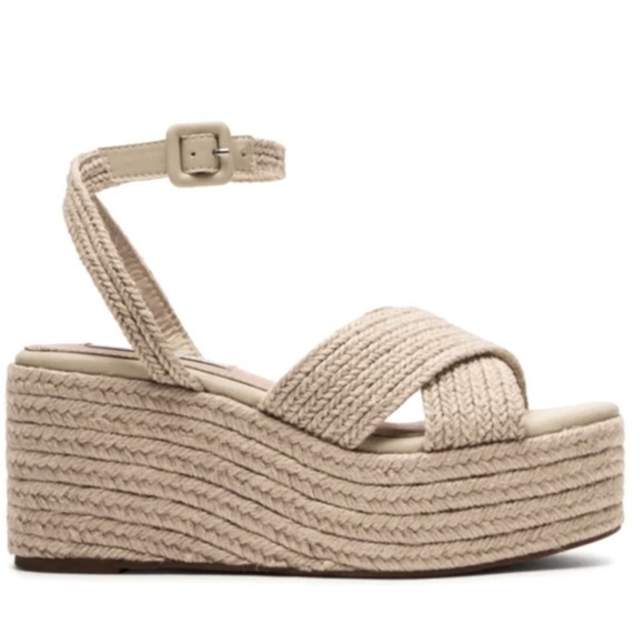 NEW IN BOX $130 Steven New York by Steve Madden Ramey Raffia Platform Shoes - Picture 1 of 3